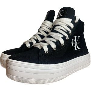 Calvin Klein Jeans Bailee Black Canvas Platform Sneaker || Women's Size 9M US